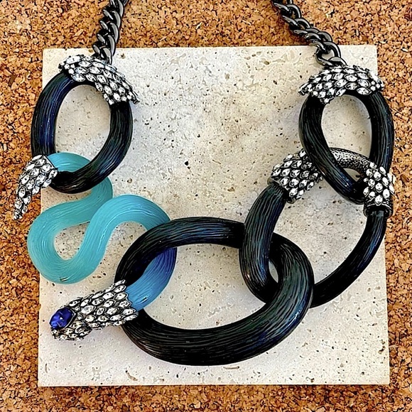 Alexis Bittar Inspired Imperial Noir Snake Link Necklace - Picture 1 of 7